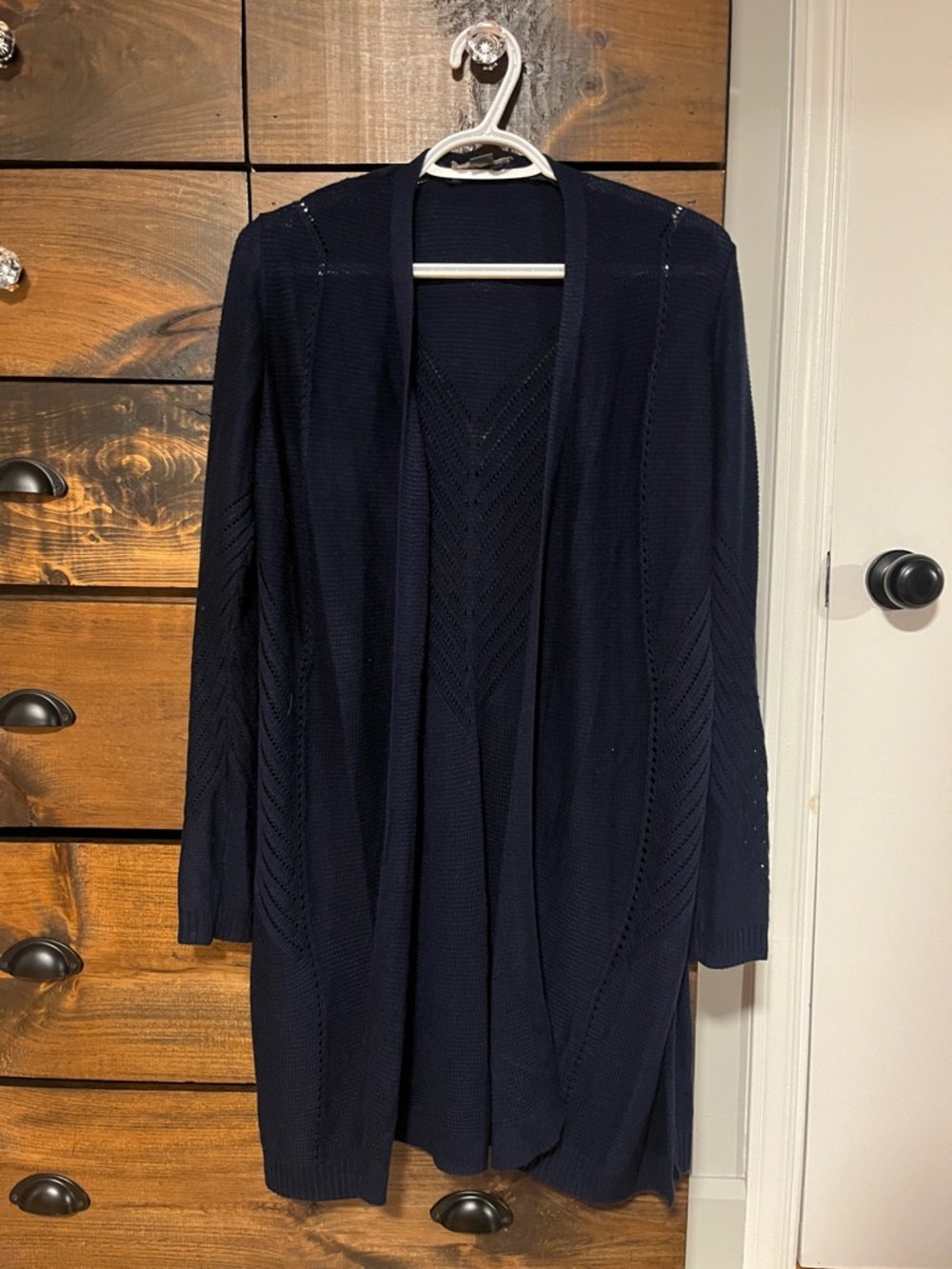 Navy Open-Front Knit Cardigan - Women